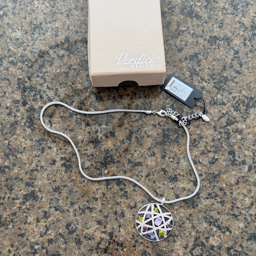 Silver Necklace with Multicolor Star Pendant